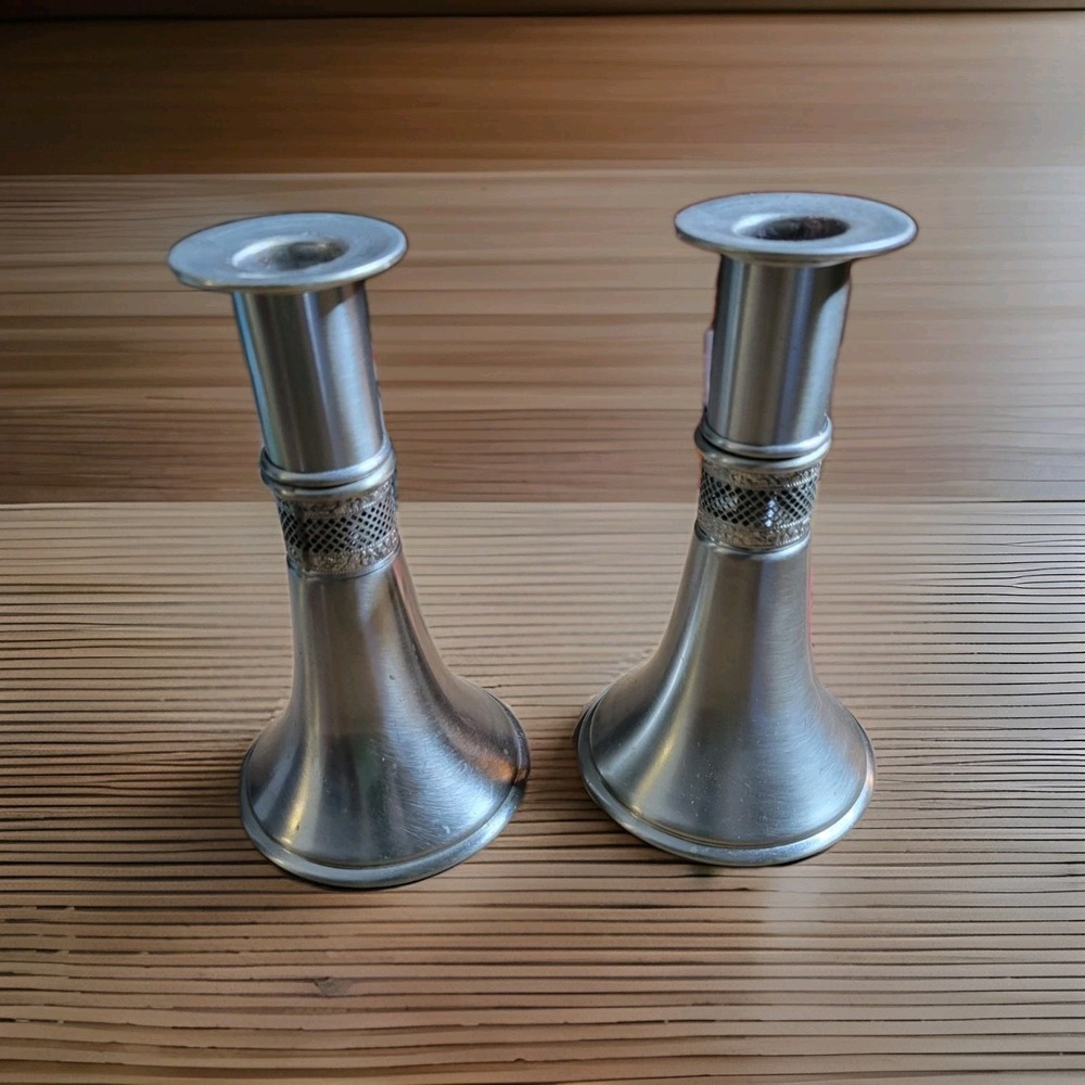 Vintage Pewter mini Candle Holders set of 2